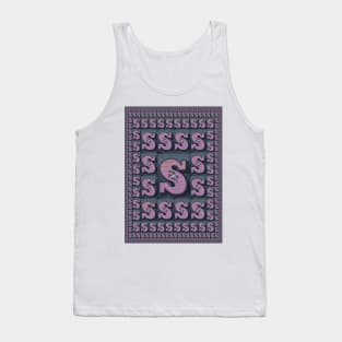 CAPITAL LETTER S. MAGIC CARPET Repeated Size Reductions Tank Top